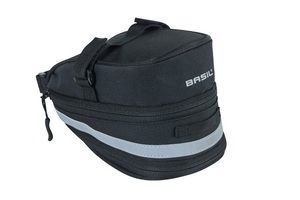 Basil mada zadeltas - compact, zwart, 1l, klittenband, fietsaccessoire