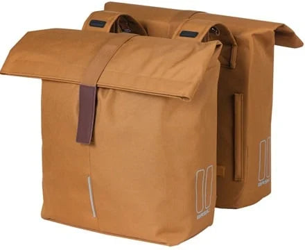 Dubbele Fietstas Basil City - 28-32 Liter - Camel Bruin