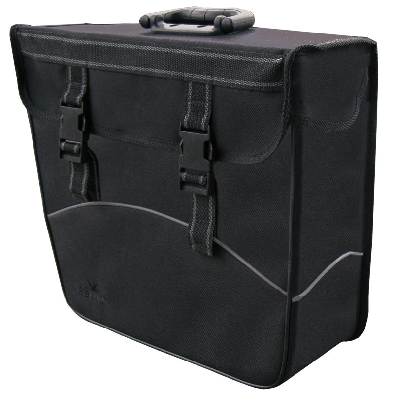 Greenlands enkele tas zwart, links. afmeting 37x33x14 cm, inhoud 20 litre