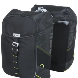 Basil Dubbele fietstas miles 34 liter 13 x 26 x 35 cm (2x) - zwart / lime