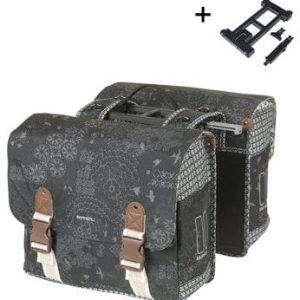 Basil Dubbele fietstas bohème mik 35 liter - zwart / charcoal