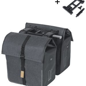 Basil Dubbele fietstas urban dry mik 50 liter - charcoal