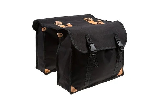 Dubbele Fietstas Canvas - Zwart