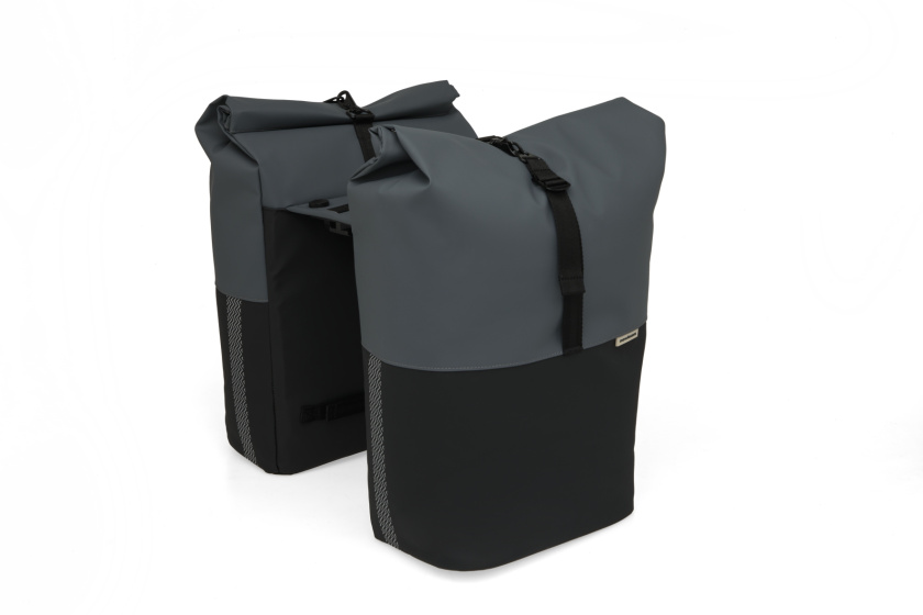 New Looxs Nyborg MIK Dubbele Fietstas 34 Liter Donkergrijs/Zwart